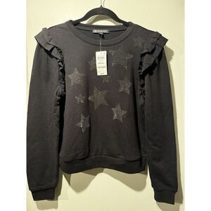 INC International Concepts Black Sweater with Silver Stars. NWOT